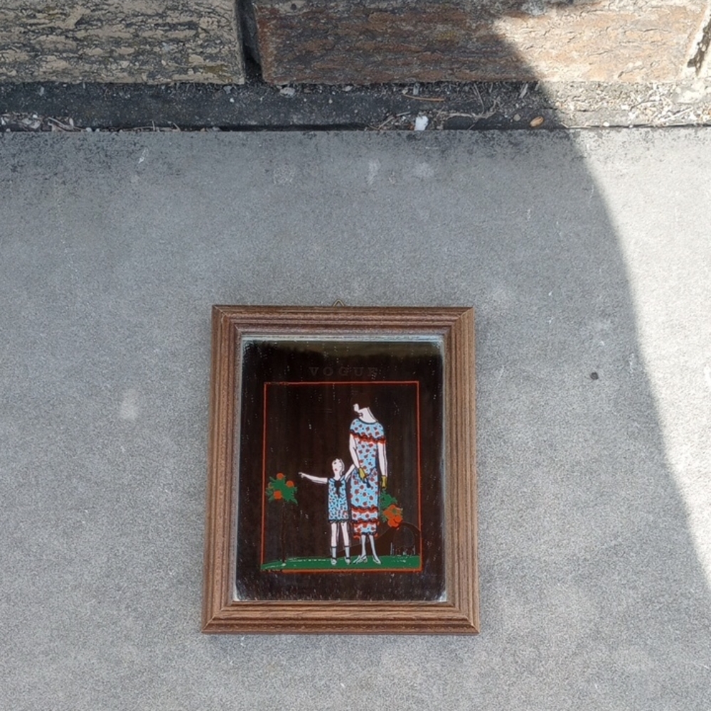 RARE Vogue Vintage Advertising Mirror in Wood Frame. Early August 1926